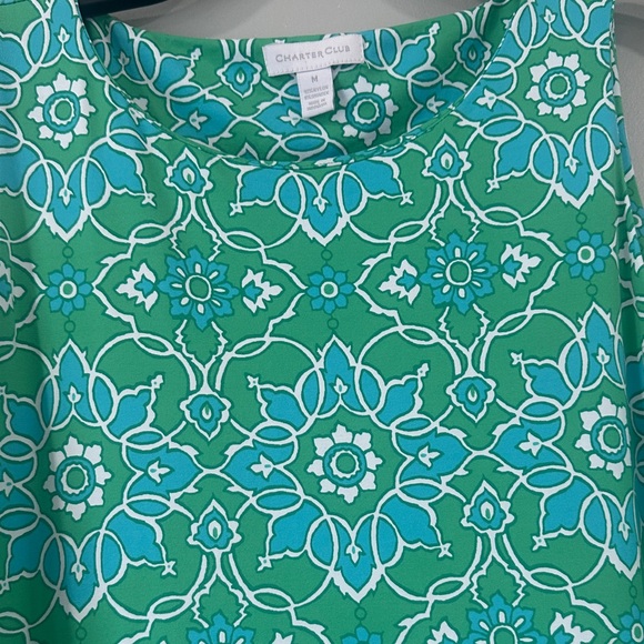 Charter Club Green and White, blue  Midi Dress size M - Picture 4 of 7